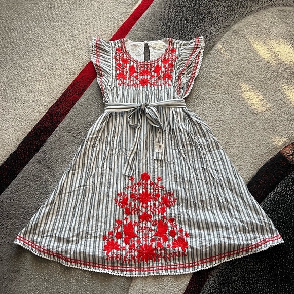 Broome Street Kate Spade Striped Embroidered Babydoll Dress - Picture 3 of 6